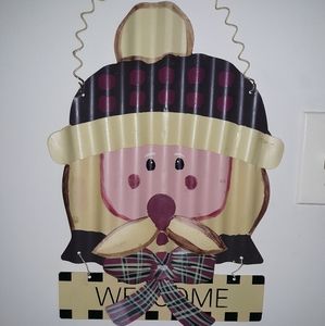 Cute country handpainted tin santa